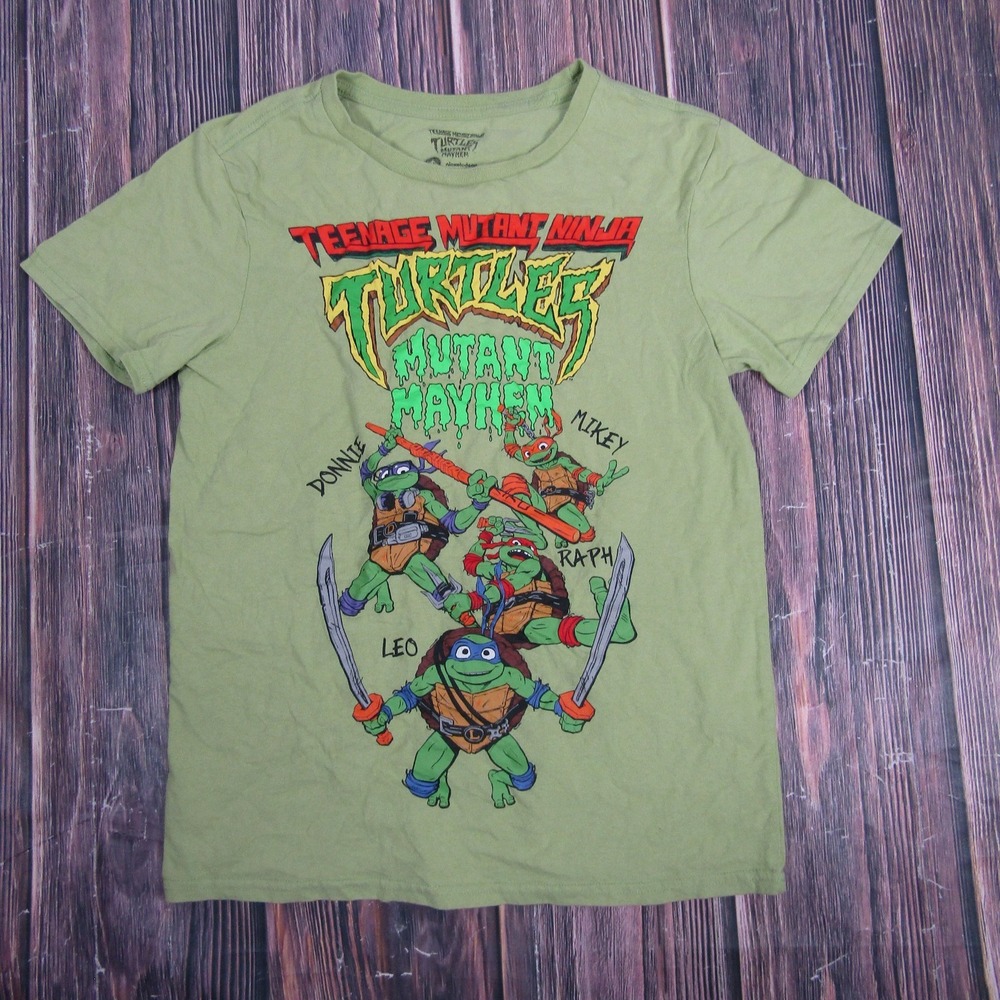 Nickelodeon TMNT T-Shirt Kids S Green Mutant Mayhem Graphic Tee Short Sleeve